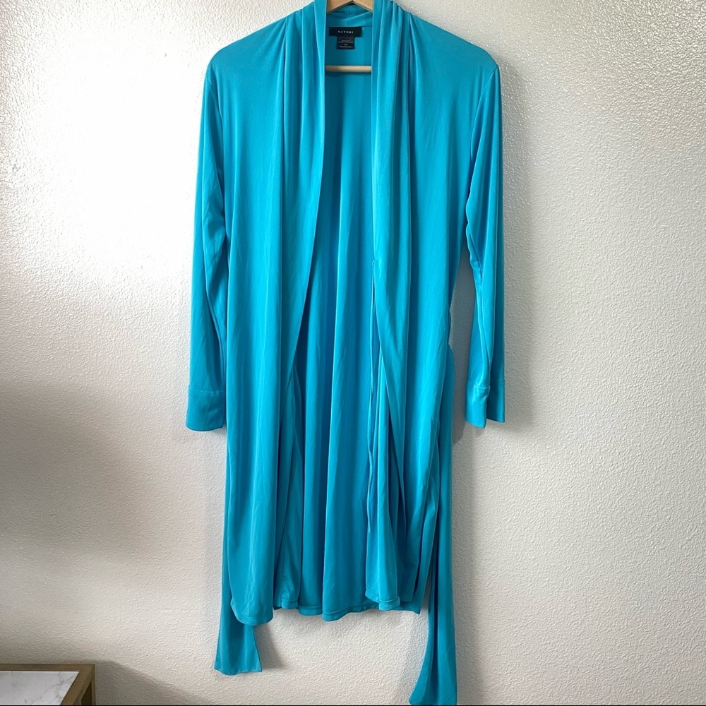 Natori Blue Sleep Lounge Pajama Waist Belt Tie Wrap Robe Womens XS